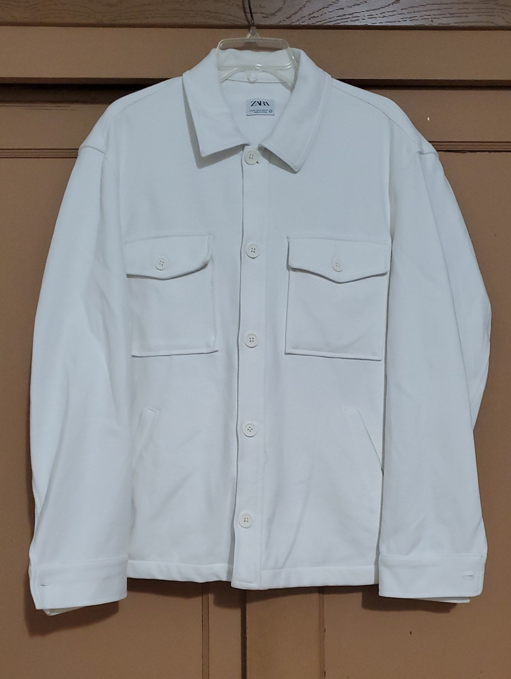 Zara Men White Utility Shirt Jacket